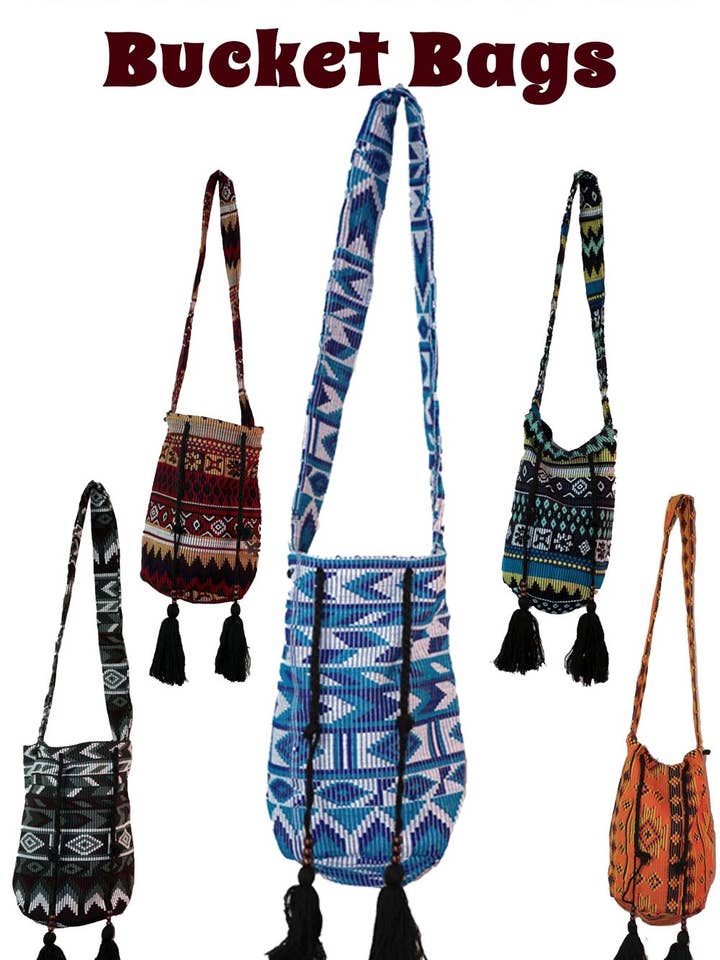 Wholesale Lot of 12 Assorted Bucket Bags 50% OFF for wholesale by Sunshine Joy