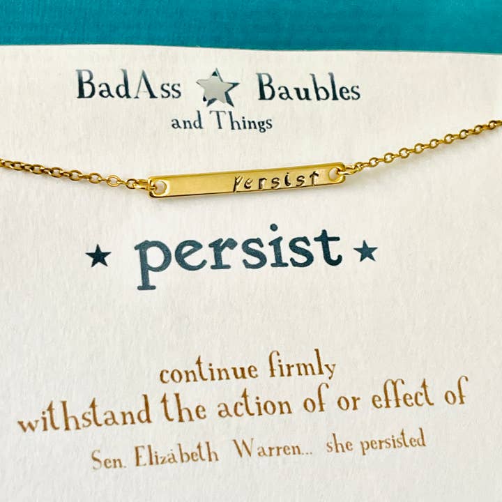 persist handstamped skinny bar necklace for wholesale by BadAss Baubles and Things