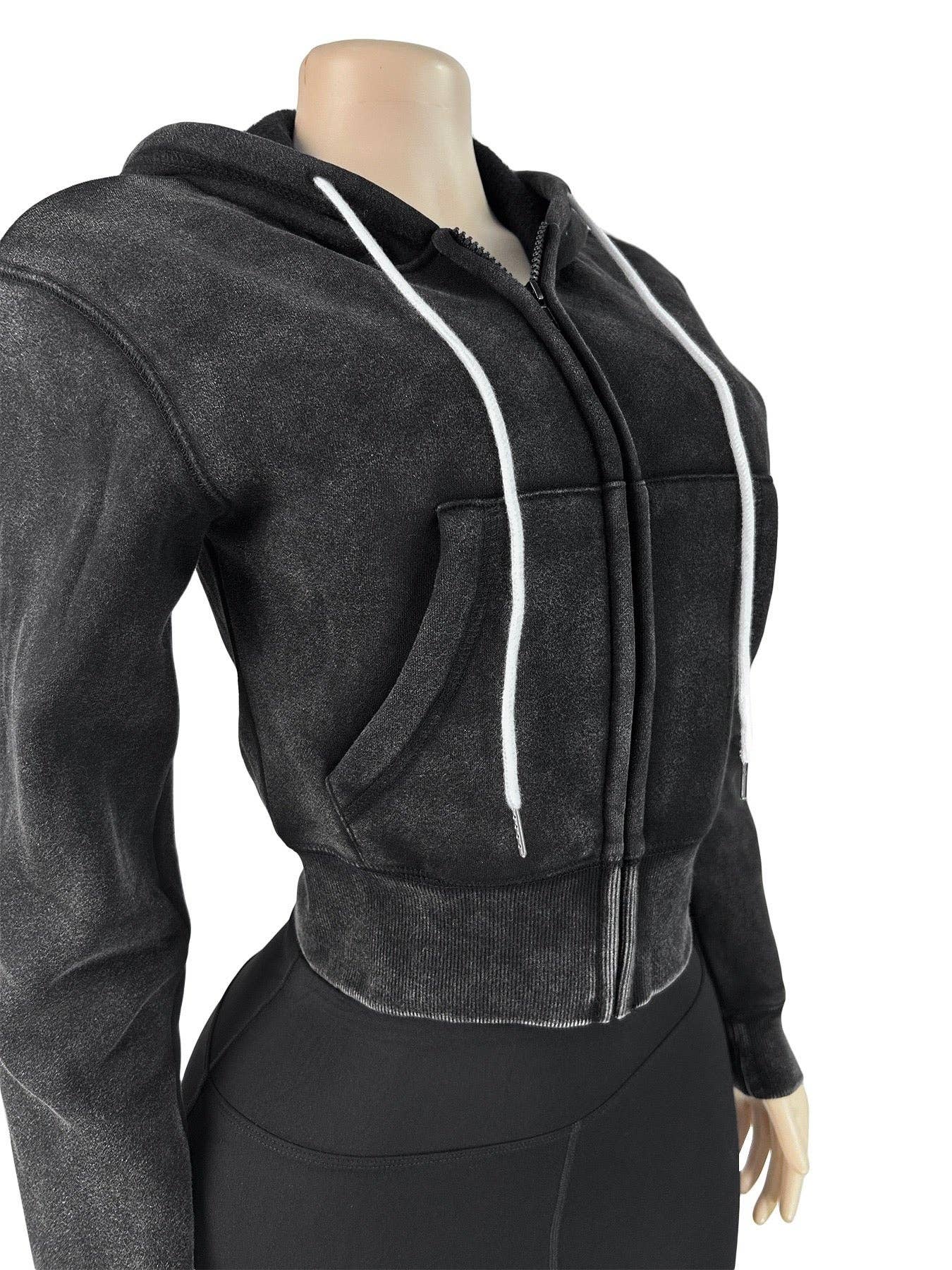 MB Fashion Wholesale - Wholesale Activewear Set - Women's - MB FASHION Cropped Zip-Up Hoodie & High-Waist Leggings Set 508917
