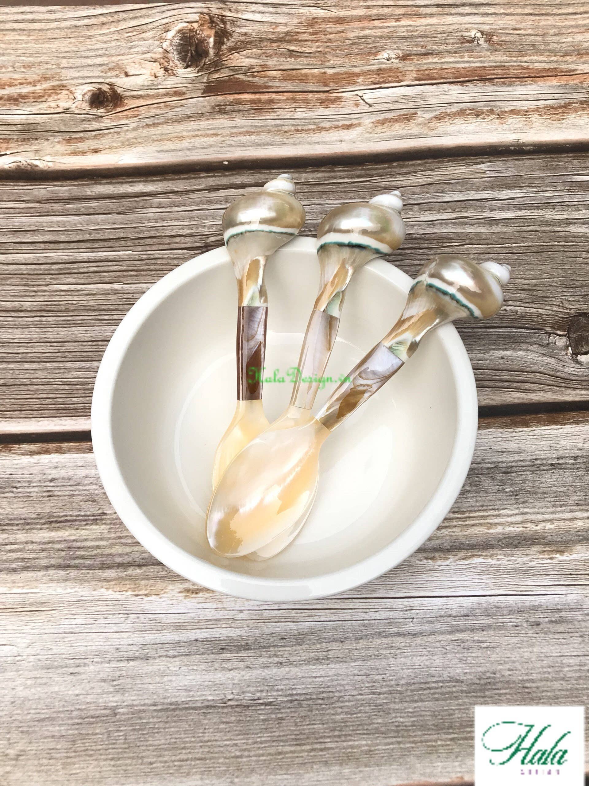 Hala Design - Wholesale Kitchen Spoon - Custom Engraved Oyster and Snail Spoon Length = 16 cm9