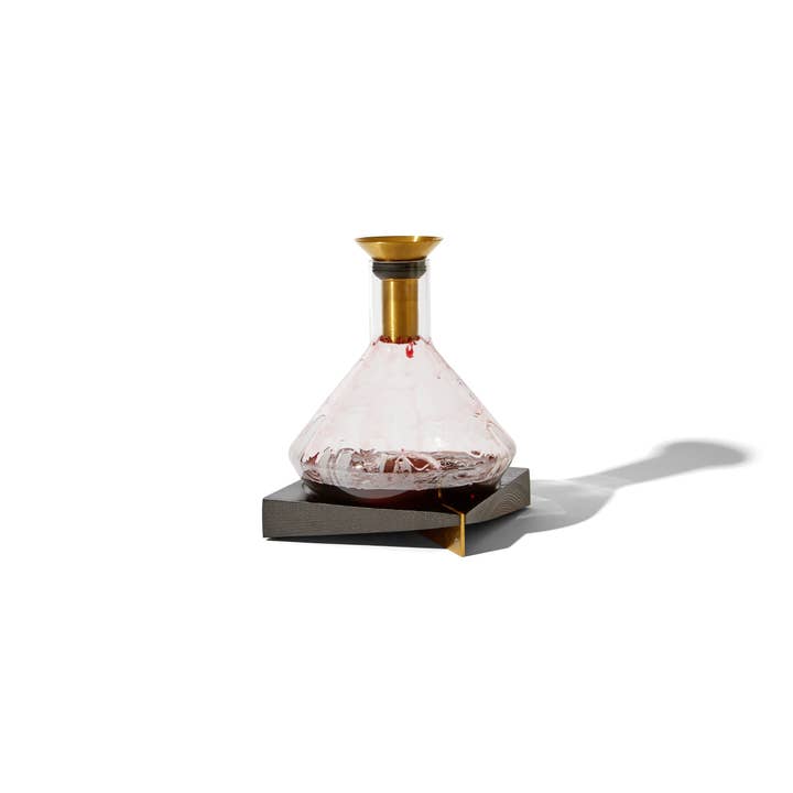 RBT - Wholesale Decanter - Brass Toned Decanter with Acacia Wood Coaster3