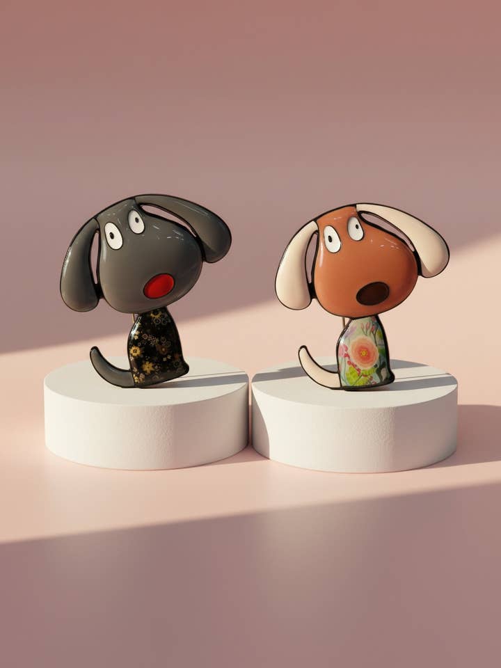 Broche magnétique en acrylique avec motif de chien pour la vente par Arya Jewellery Wholesale