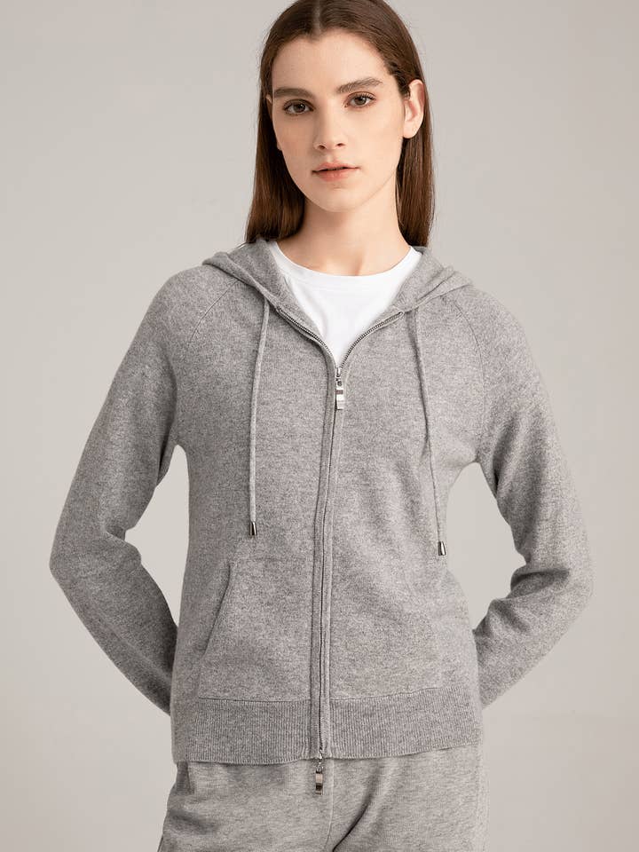 The Women's Full Zip Cashmere Hoodie for wholesale by State Cashmere