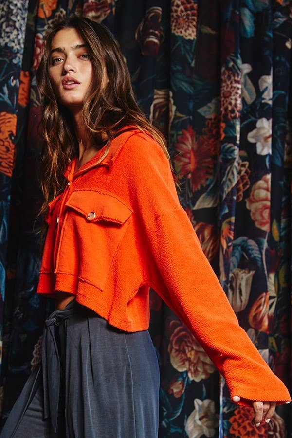 LAVENDER T1602 OUTLET SALE Cropped Shirt Jacket Shacket for wholesale on Faire12