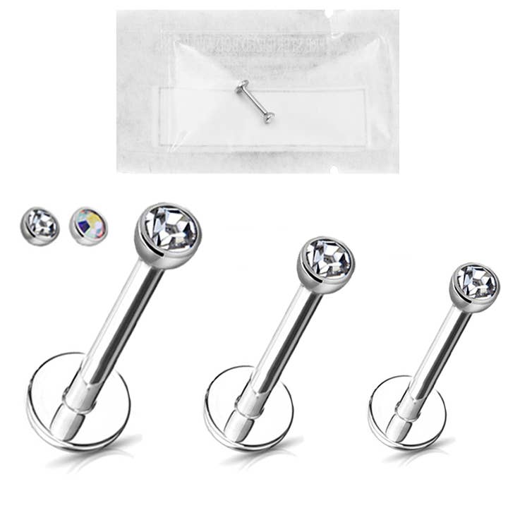 Awaken - Wholesale Single Earring - Sterile Labret with Crystal-PCS-0081