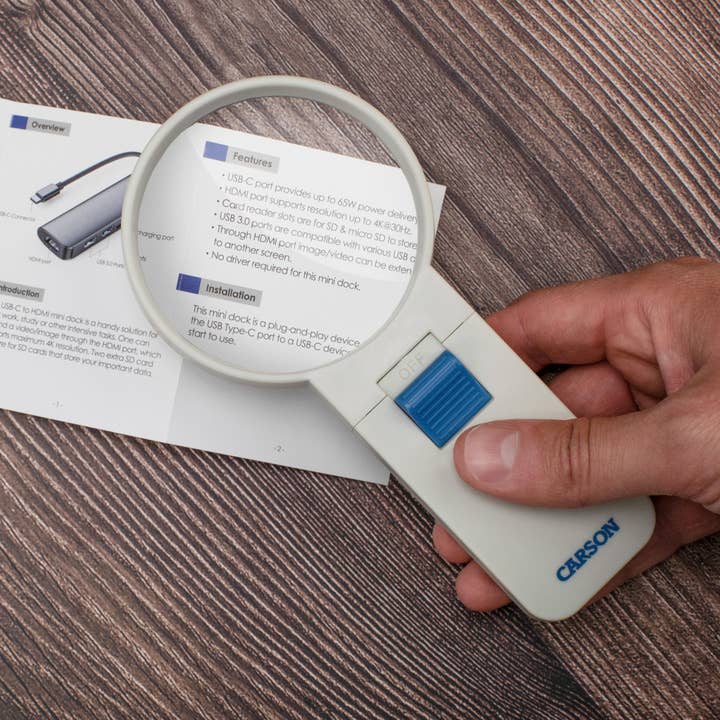 Carson - Wholesale Magnifying Glass - Portable Lighted 4x Magnifying Glass for Hobby and Reading3