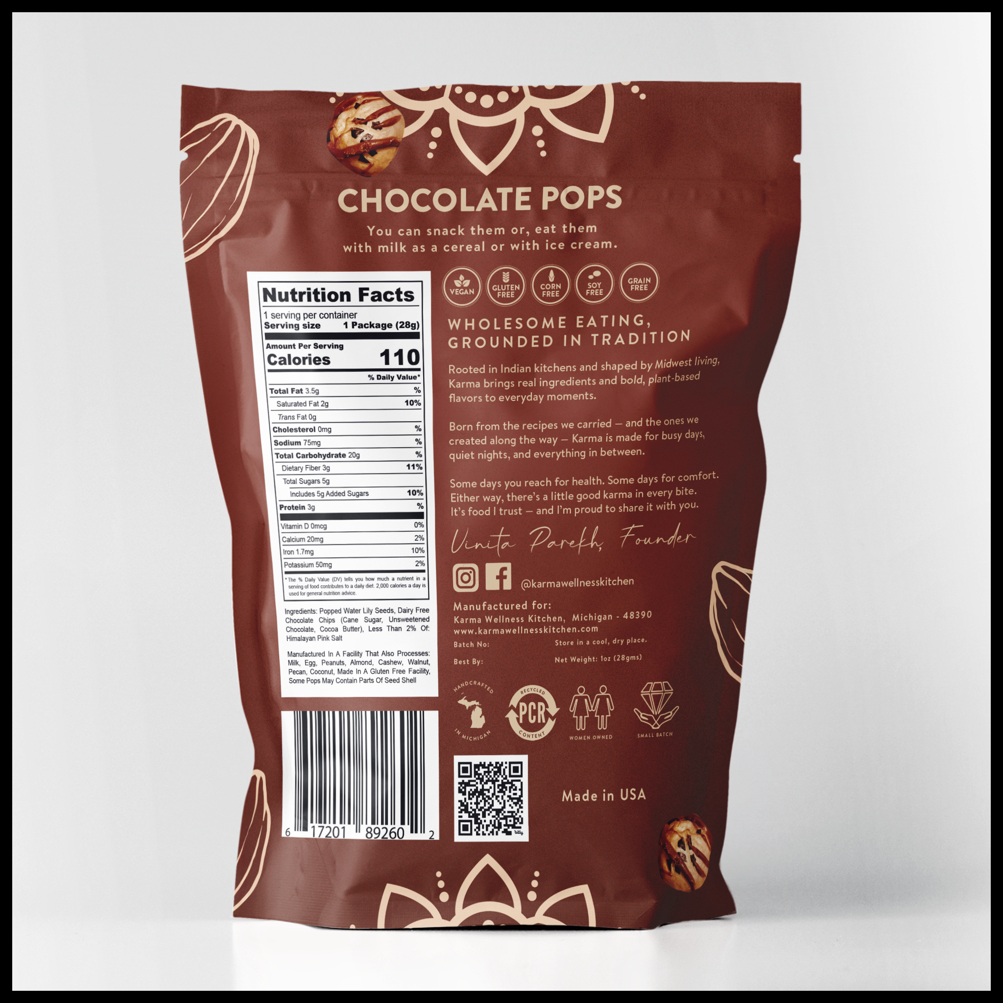 Karma Wellness Kitchen - Vente Friandises enrobées de chocolat - Graines de nénuphar soufflées - Chocolat - En-cas1