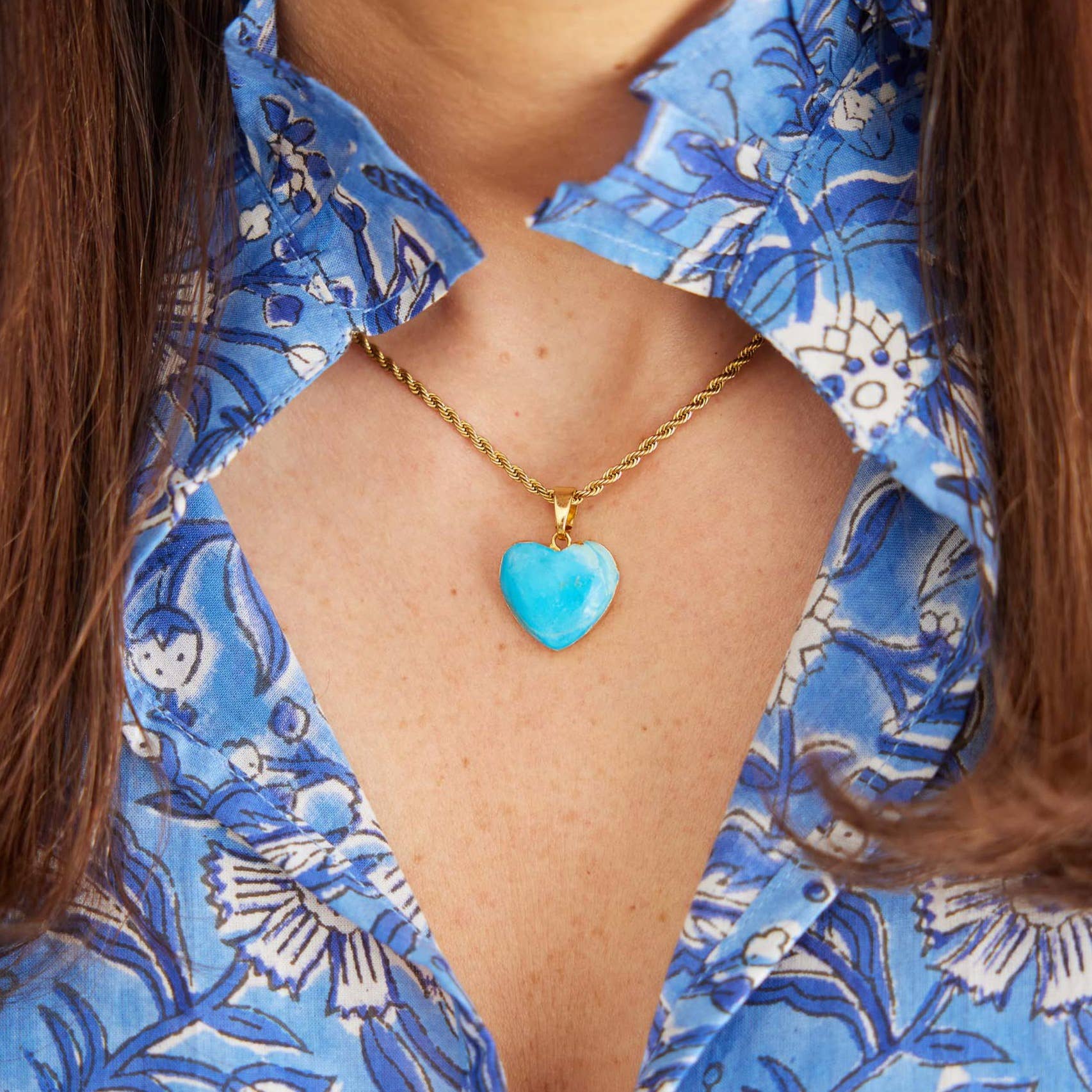 The Monogram Corner - Wholesale Pendant/Charm Necklace - EMME TURQUOISE HEART NECKLACE0