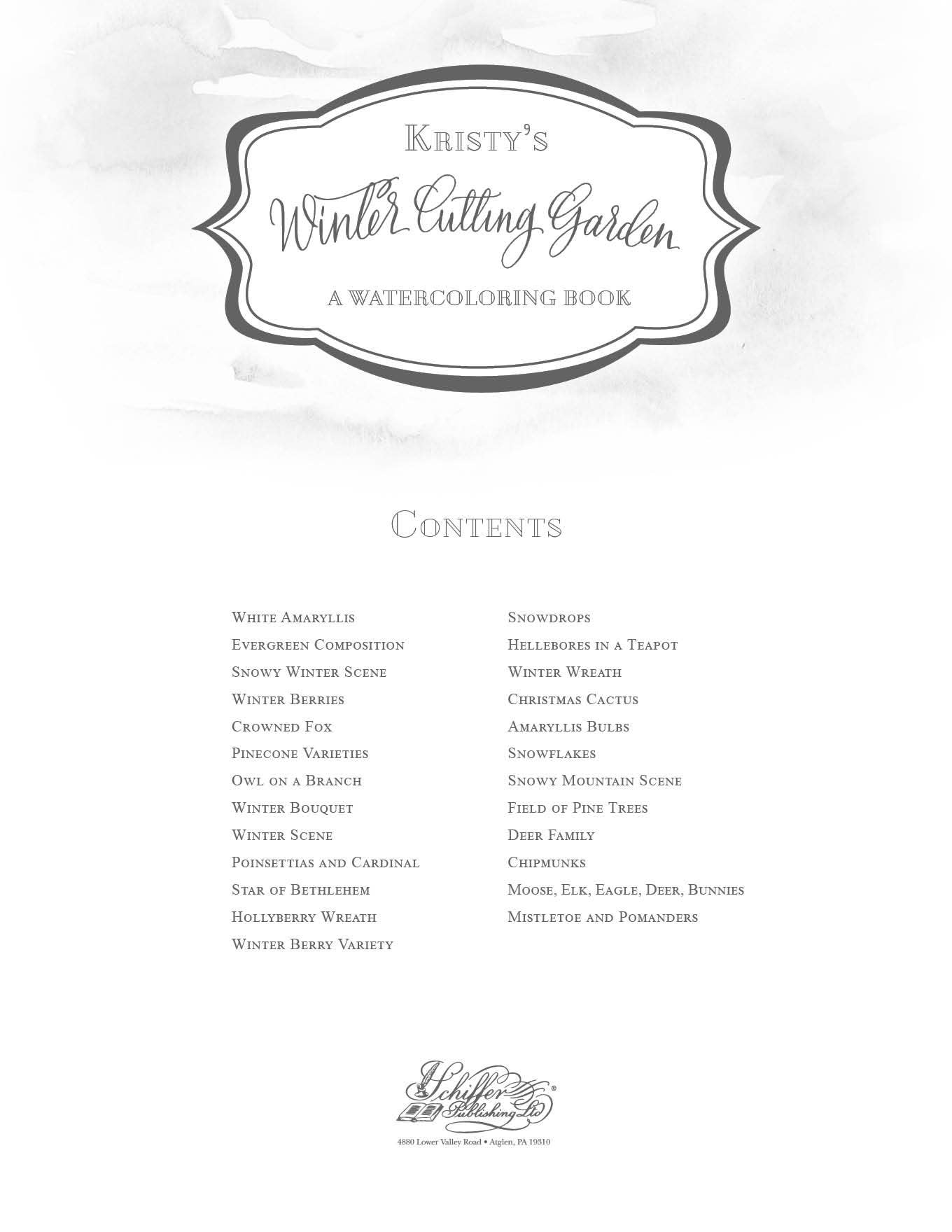 Schiffer Publishing - Wholesale Coloring & Activity Book - Adult - Kristy's Winter Cutting Garden: A Watercoloring Book4