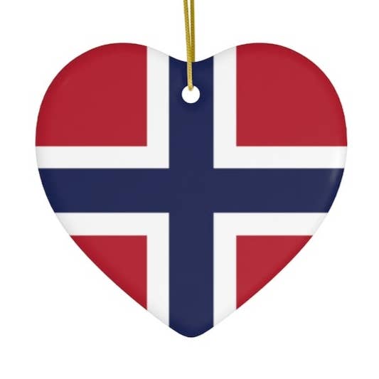 Ornement cœur avec drapeau norvégien pour la vente par Scandinavian Design Studio