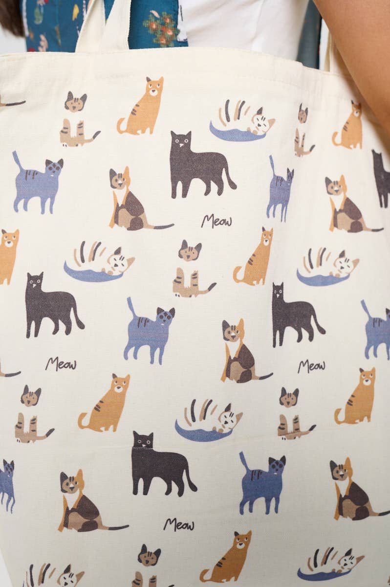 SM WARDROBE - Wholesale Tote Bag - Women's - MEOW CAT  PRINT TOTE BAG1