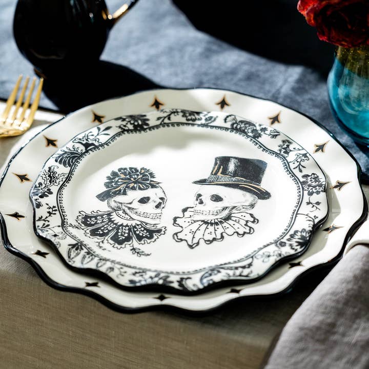 Grace Teaware - Wholesale Salad Plate - 8.5" Halloween Skulls Dessert / Salad Plate