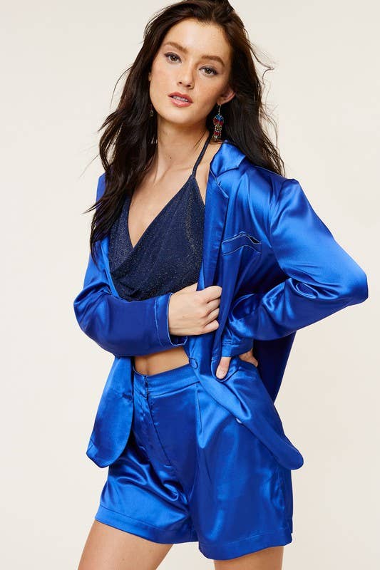 Mimosa - Wholesale Top & Short Set (NOT Loungewear) - Women's - Satin Blazer and Shorts Matching Set4