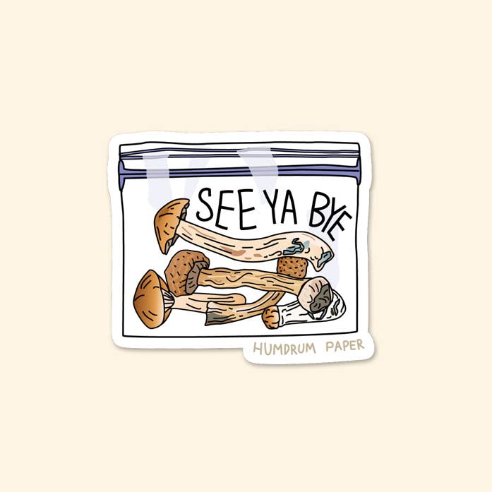 Humdrum Paper - Wholesale Sticker - Psychedelic Mushroom Baggie Sticker 0
