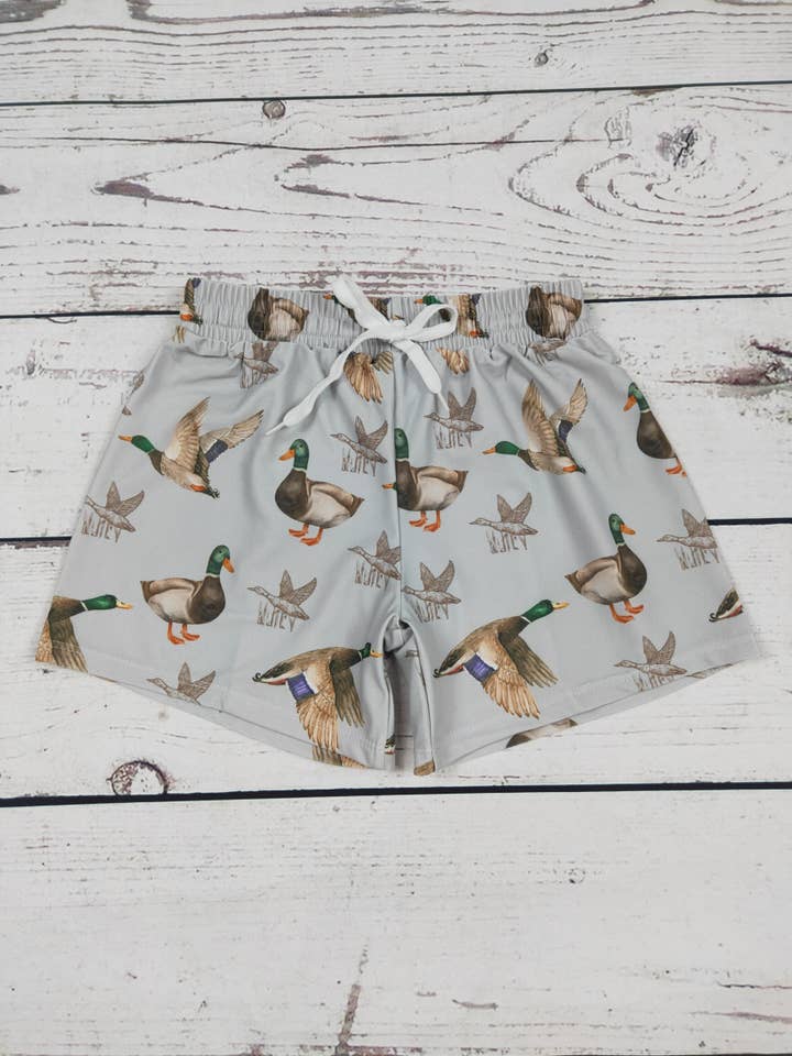 sassy kids palace - Wholesale Swim Shorts - Kids - Boys Grey Mallard Printed Boardshorts
