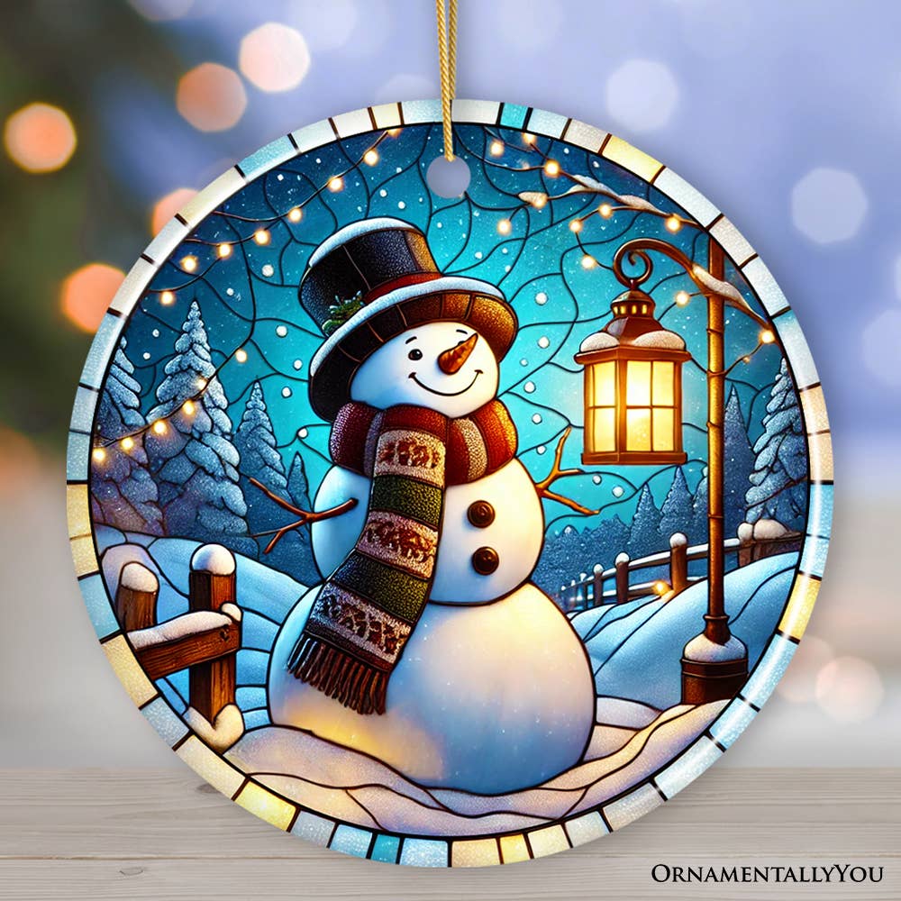 OrnamentallyYou - Wholesale Ornament - Serene Lantern Light Snowman with Top Hat Christmas Ornament0