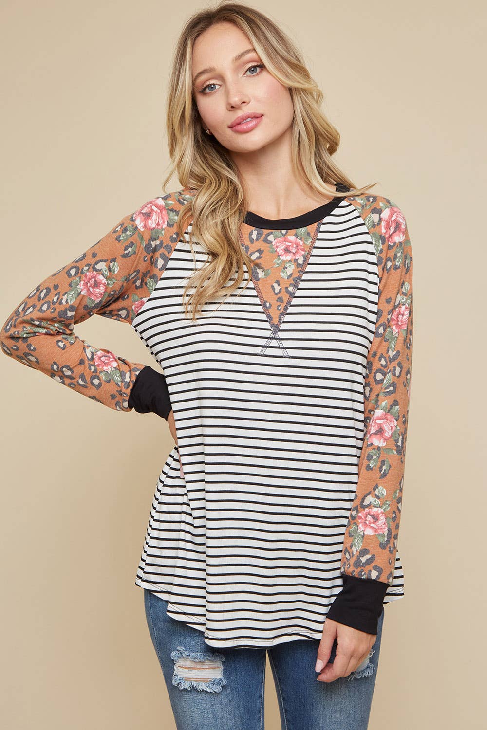 lovely melody – wholesale Tunika - Dam – LMT2704-i en blixt Leopard Raglan Top13