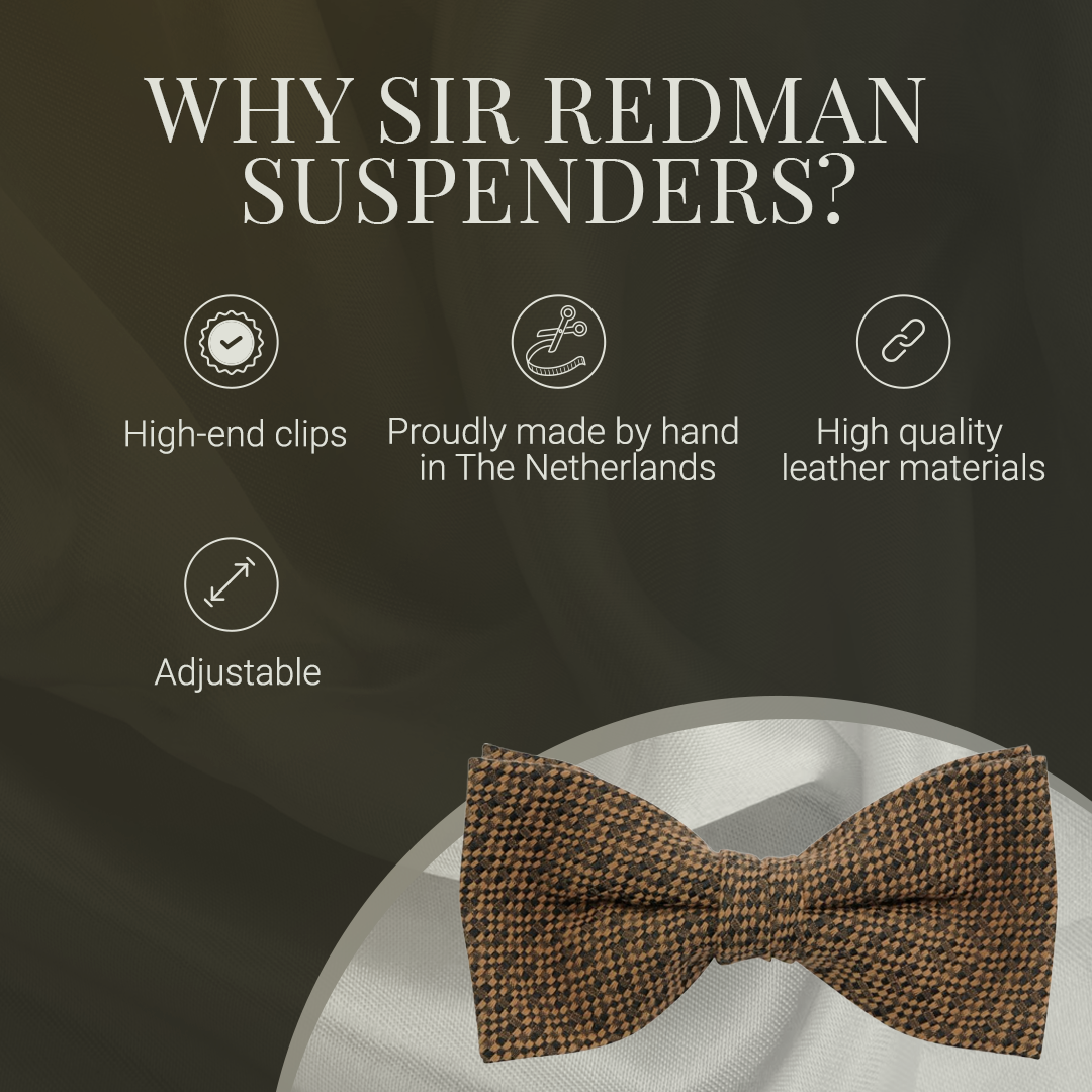 Sir Redman - Vendita all'ingrosso Bretelle - Uomo - Bretelle Sir Redman modello Y marroni con papillon abbinato2