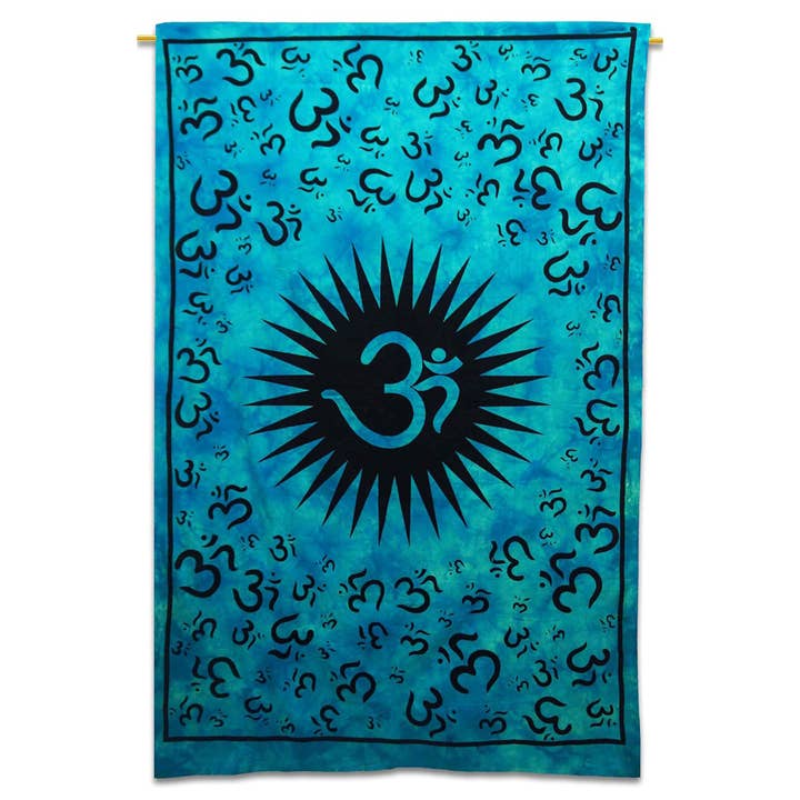 Om Mandala Tapestry Meditation Wall Hanging In Cotton for wholesale by OMA - Eclectic Home