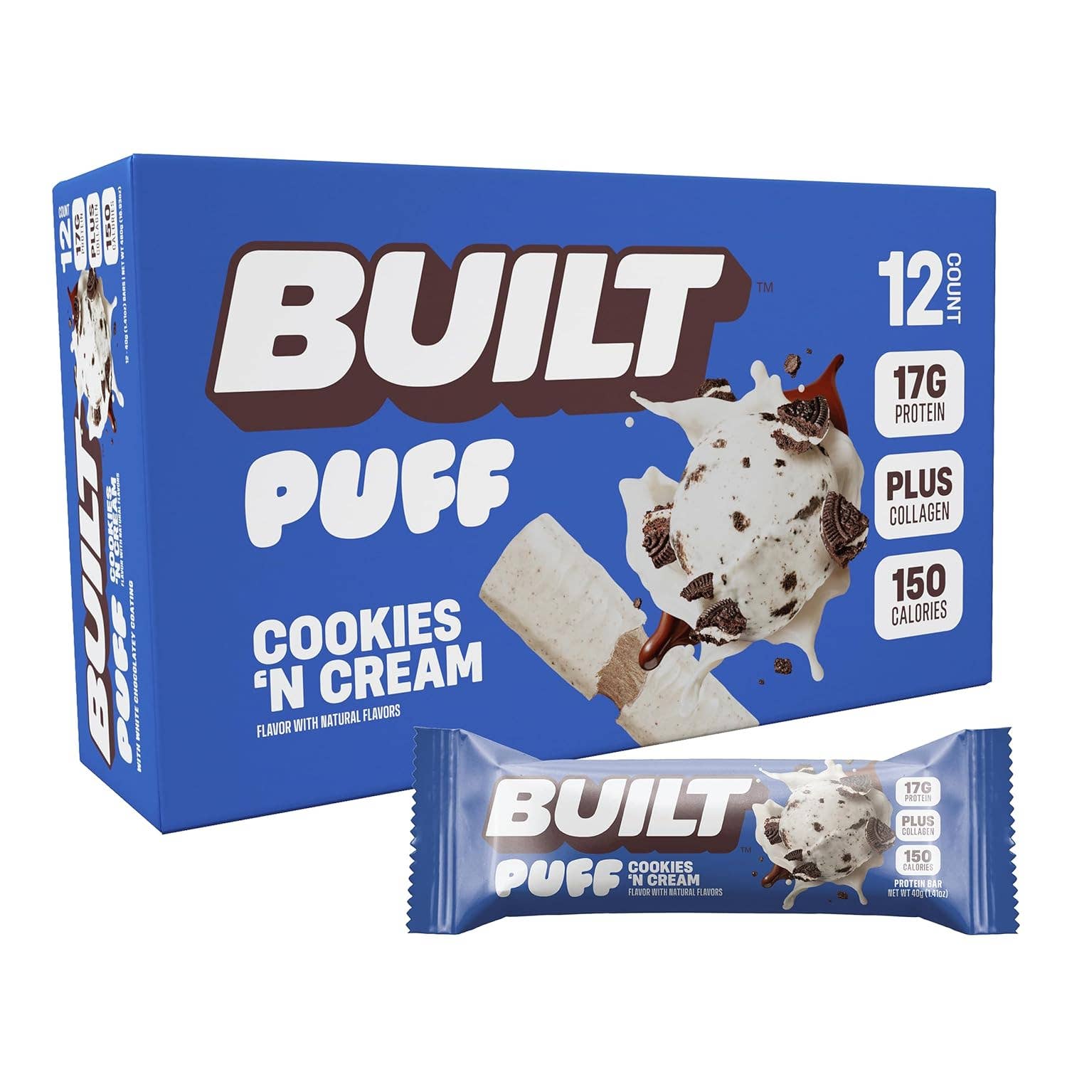 L&F Universal Goods - Wholesale Snack Bar - BUILT PROTEIN BAR PUFFS 12/40G WC COOKIES 'N CREAM0