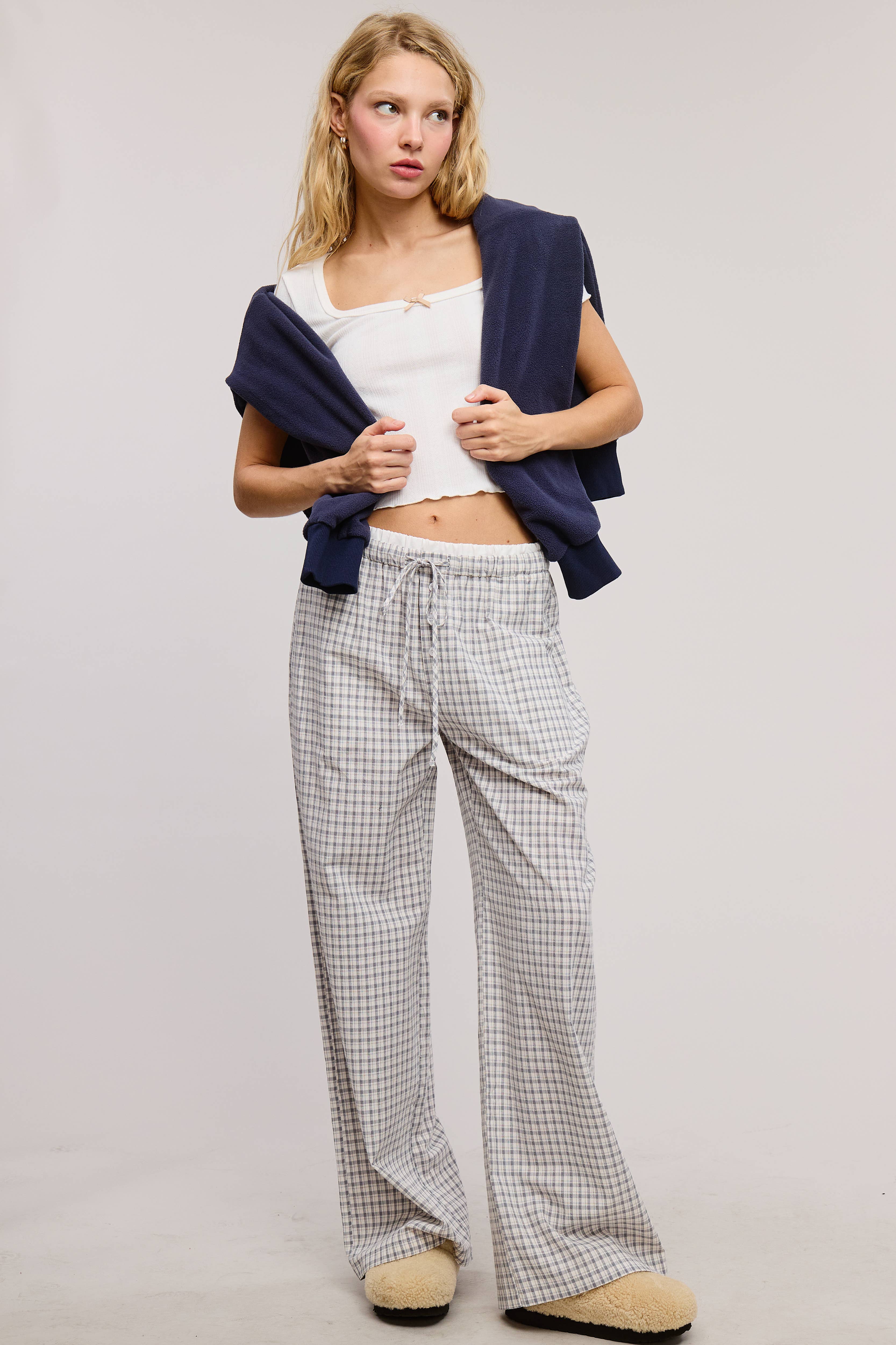 Mimosa - Wholesale Lounge Sweatpants/Joggers - Women's - Gingham Boxer Lounge Pants with Contrast Waistband16