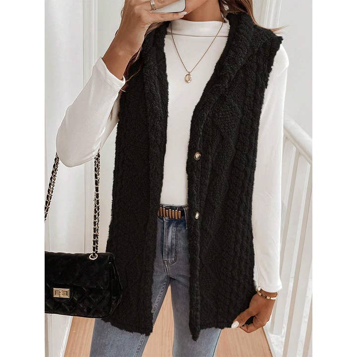 UNISHE - Wholesale Outerwear Vest - Women's - Reversible Fleece Casual Hooded Zip-Up Vest GSS1356