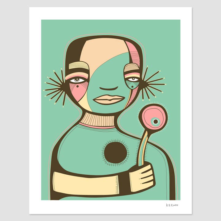 Heart In Hand Unique Modern Signed Art Print Green Love Kind for wholesale by Keemo Gallery