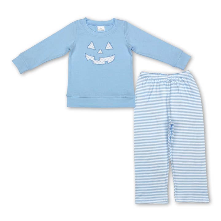 Light blue top stripe pants kids boys Halloween outfits for wholesale by Yawoo Garments