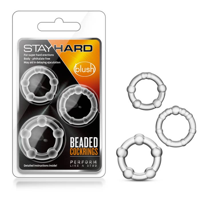 Blush - Wholesale Sex Toy - Stay Hard - Beaded Cock Rings - Set of 3
