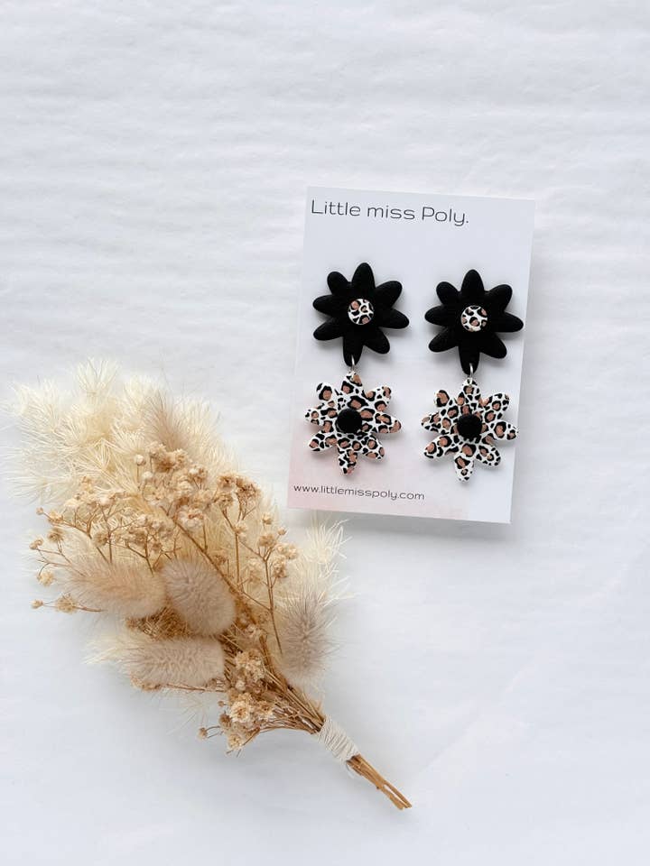 Botanical Leopard Dangle - Black for wholesale by Little Miss Poly