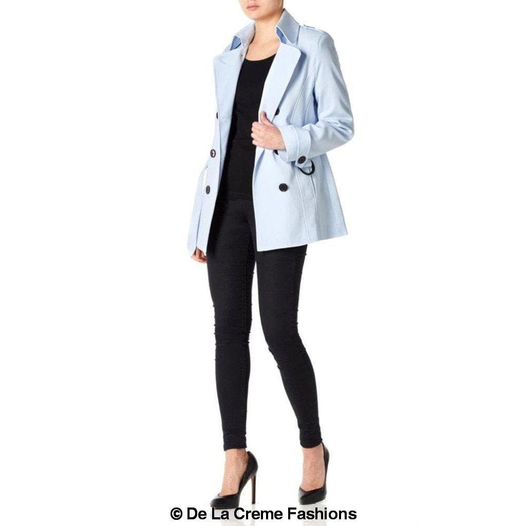 De La Creme Fashions – Großhandel Mantel - Damen – Damen Frühjahr/Sommer Zweireiher Kurzmantel mit Gürtel11