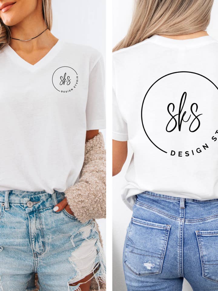 SKS Design Studio - Wholesale Screen Printed T-Shirt - Women's - CUSTOM LOGO | Women's V-Neck T-Shirt2