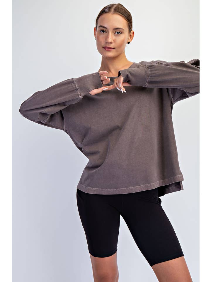 Rae Mode - Wholesale Lounge Top - Women's - PIGMENT WASHED COTTON V-NECK TOP20