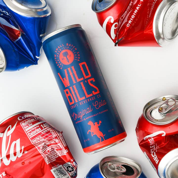 Wild Bill’s Craft Beverage Co. - Wholesale Soda/Carbonated Drink - Original Cola - Premium Cane Sugar Soda, 12-Pack, Cans