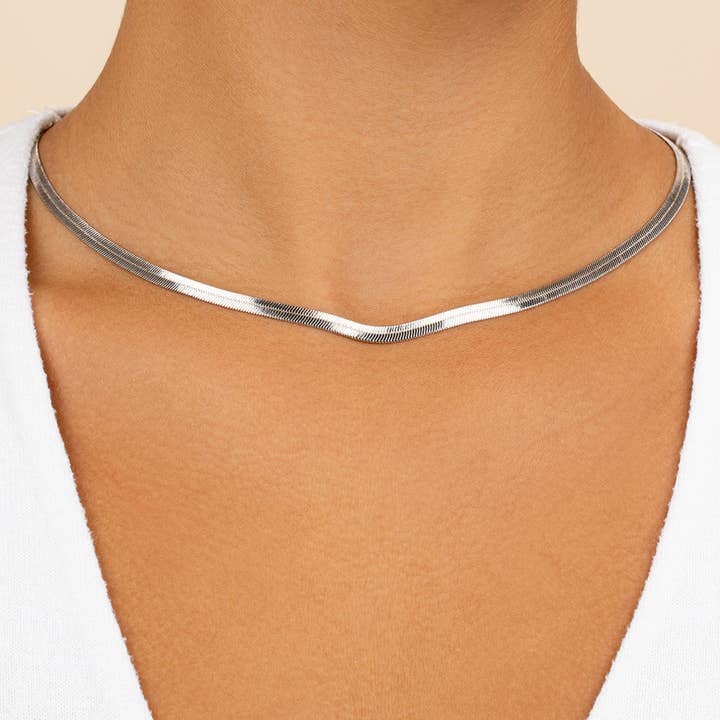 Sterling Forever - Wholesale Link & Chain Necklace - Herringbone Chain Necklace3
