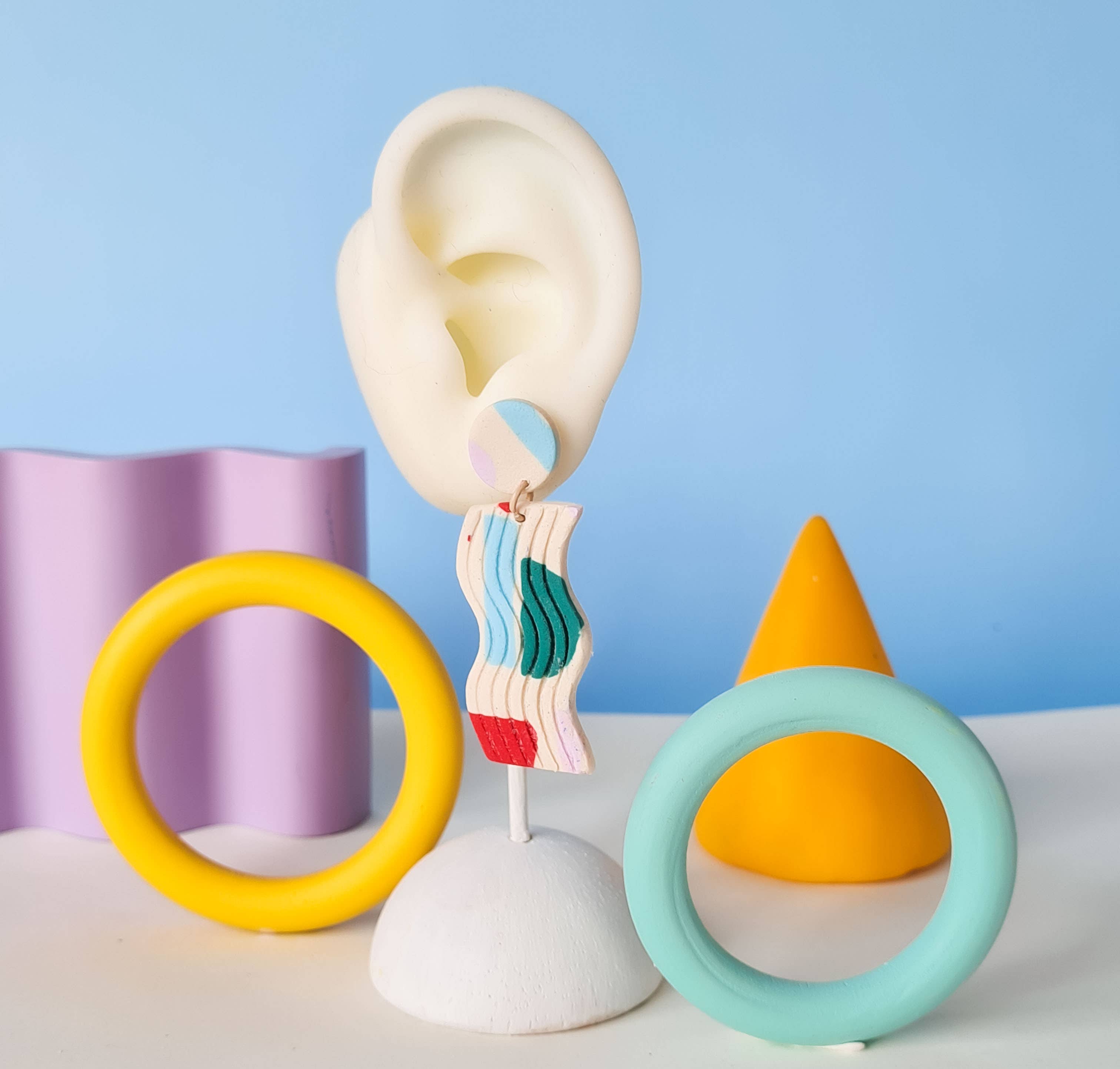 Mono - Wholesale Dangle Earrings - colorful patterned handmade clay earrings in 19 varieties28