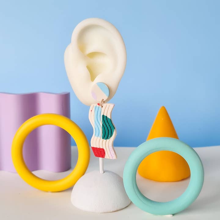 Mono - Wholesale Dangle Earrings - colorful patterned handmade clay earrings in 19 varieties28