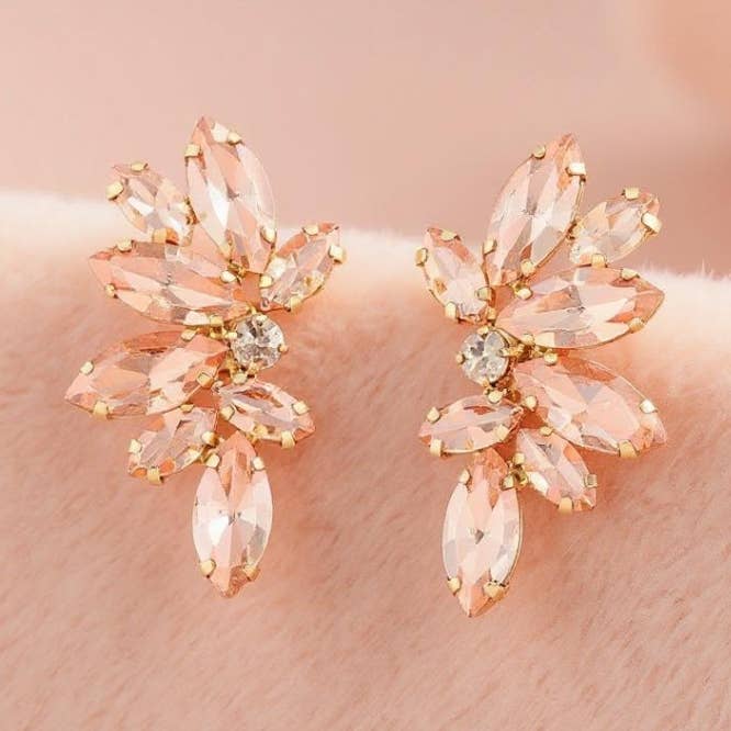 ATHENA COLLECTION - CRYSTAL ELEGANCE EARRINGS - CZER910 PINK for wholesale by Athena Bridal Jewellery
