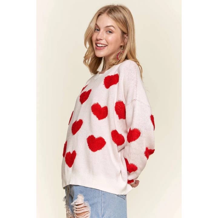 Blue Bunny Inc - Wholesale Knit Sweater - Women's - Cropped Button Down Sweater Cardigan Boho Floral Heart Patte