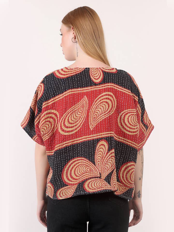 Wevez - Wholesale Blouse - Women's - Women Oversized Printed kantha Cotton Top Wholesale Mix Lot9