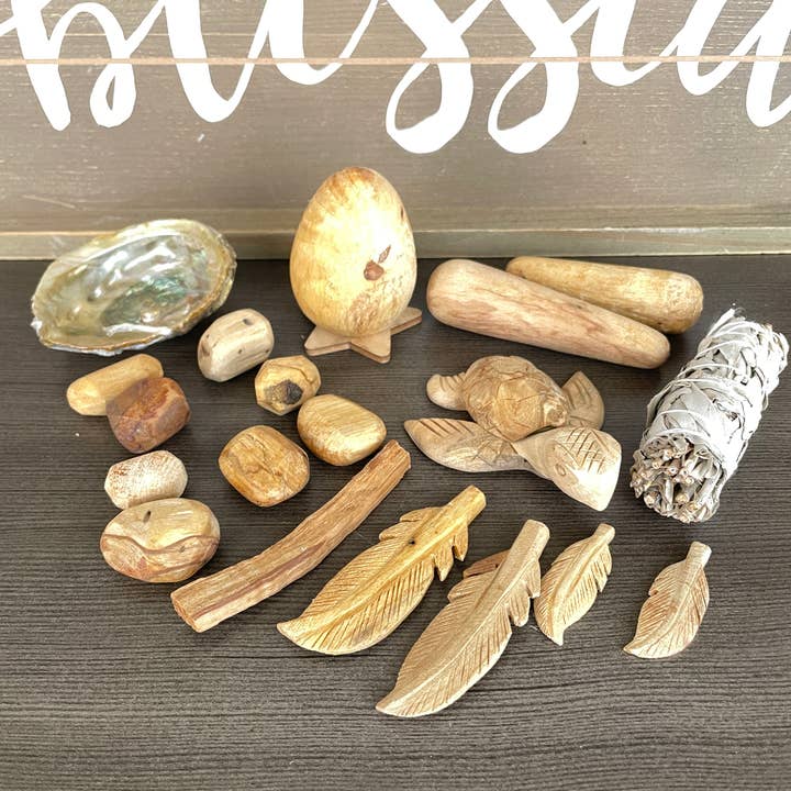 20 pc Palo Santo & Sage set feathers wand & more FC93 for wholesale by The 7 Directions