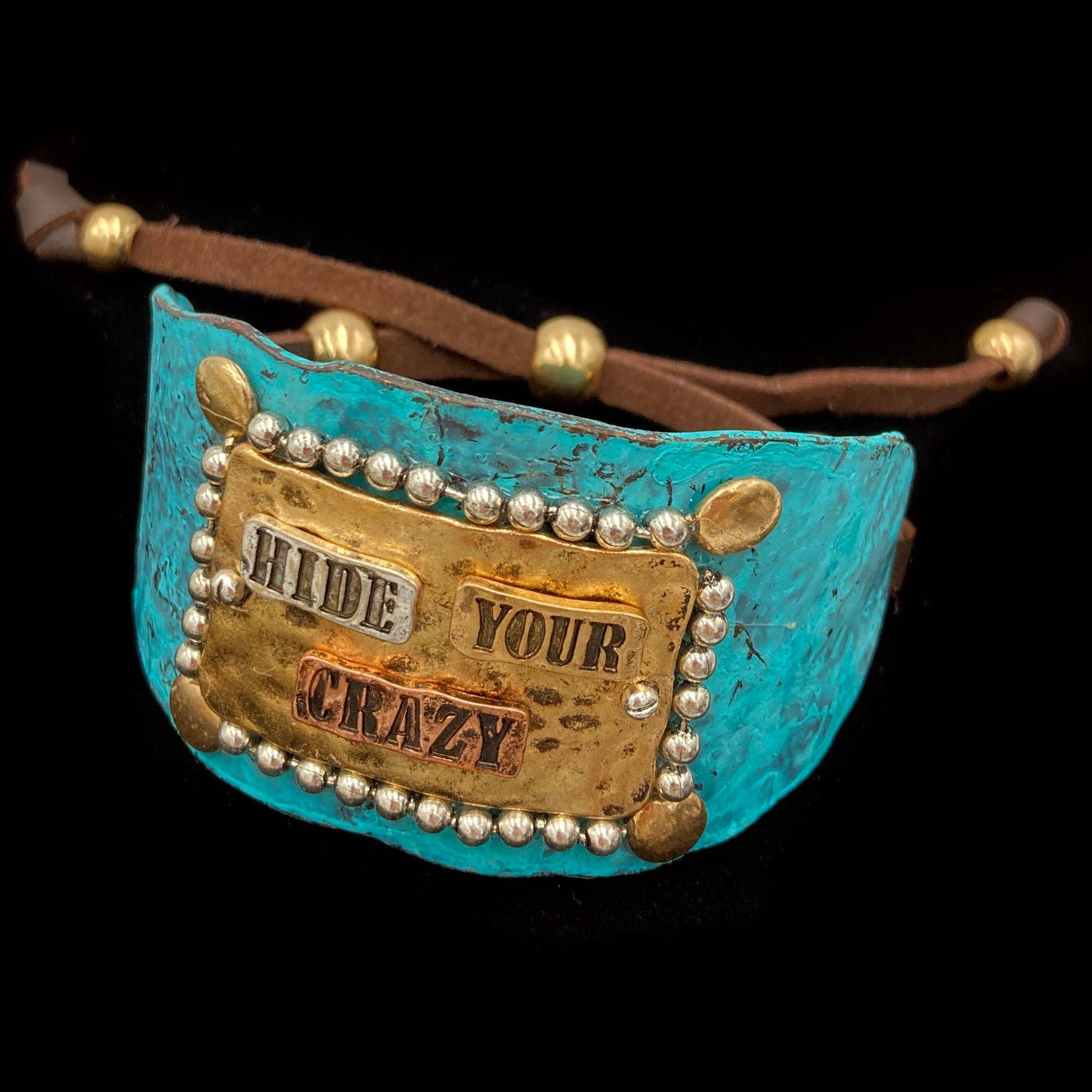 Lunar Deer - Wholesale Cuff Bracelet - Hide Your Crazy Silver Gold Patina Western Bracelet Cuff2