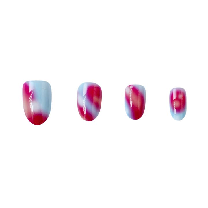 Ivy & Ash - Wholesale Press-On/Fake Nails - Cotton Candy Cloud | Pink and Blue Round Press-On Nails Set