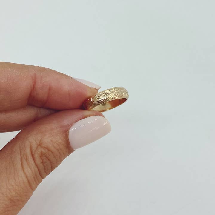 AVA Handmade Jewelry - Wholesale Band/Stacked Ring - Vintage floral thick band; floral thick band, floral band6