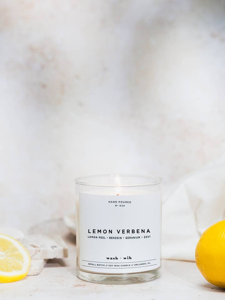 Lemon Verbena Soy Wax Candle | Kitchen Candle - 1 Wick for wholesale by Wash and Wik