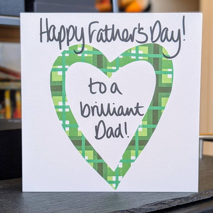Happy Father's Day - Green Tartan Heart for wholesale by F and B Cards