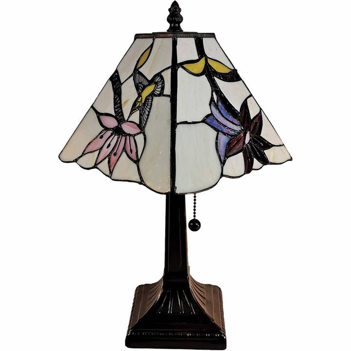 15" Tiffany Style Red Floral Hummingbird Table Lamp for wholesale by HomeRoots