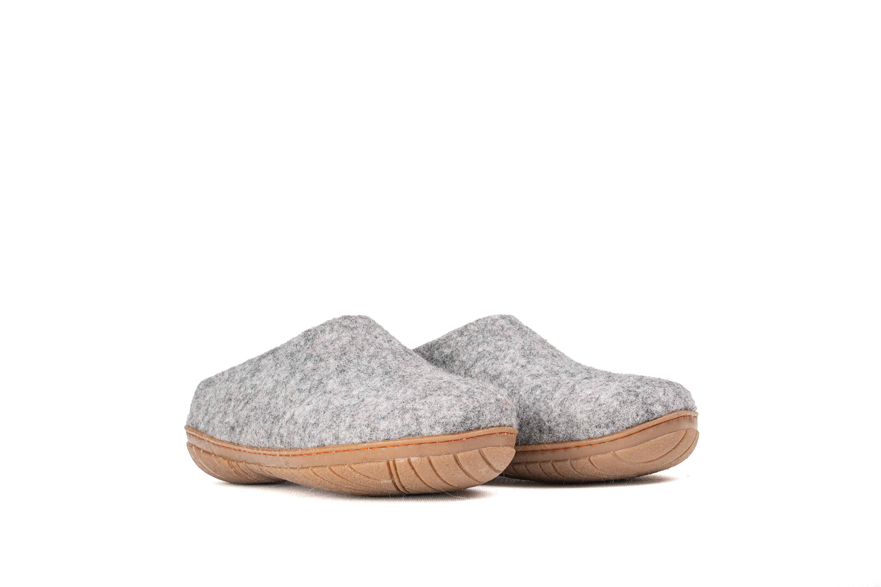 Woollyes Inc - Wholesale Slippers - Unisex - Outdoor Open Heel Slippers With Rubber Sole - Natural Grey7