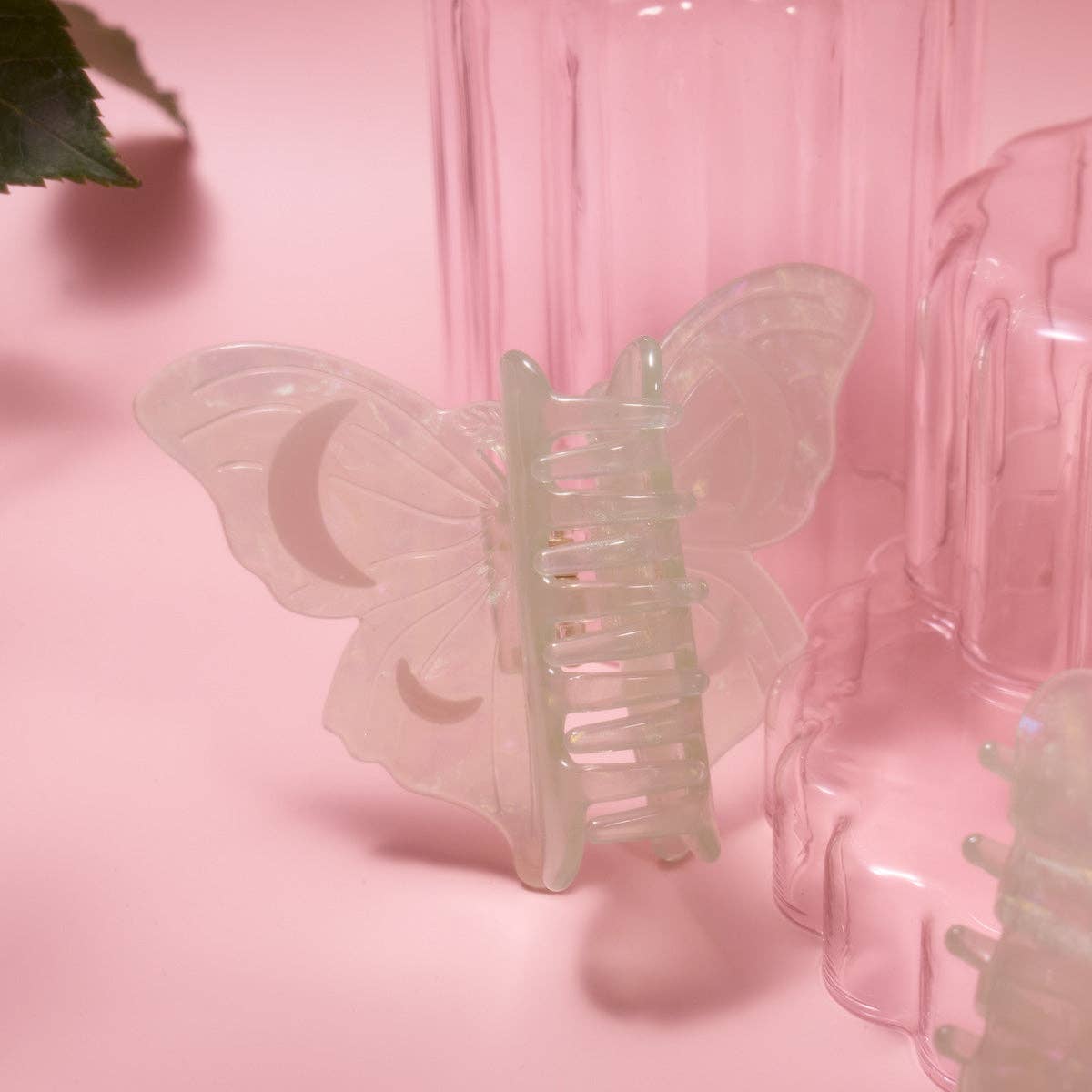 WINONA IRENE - Wholesale Hair Clip - Women's - Light Green Acetate Lunar Moth Hair Claw with Crescent Moons8