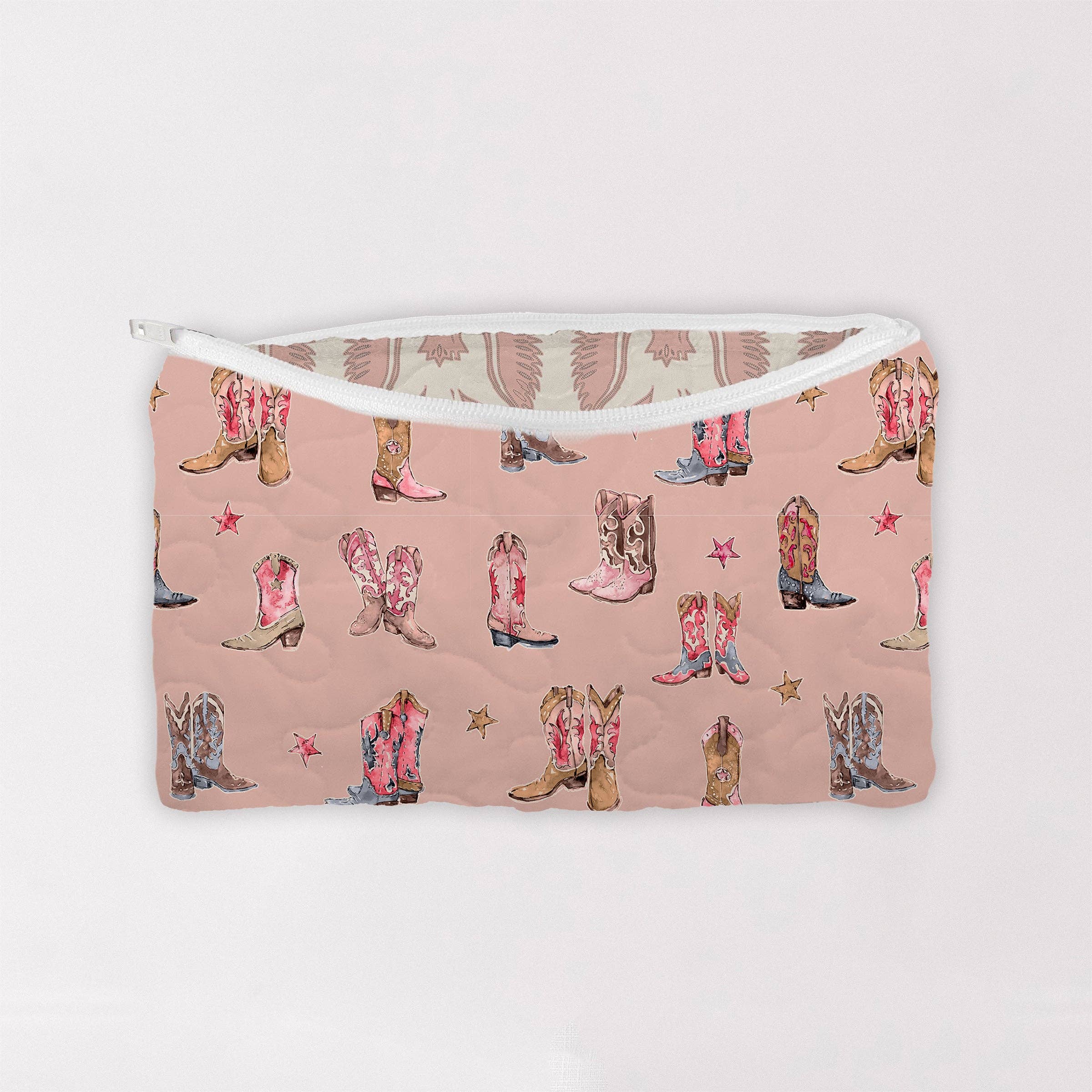 Ida Mae Home - Wholesale Make-up tas/toilettas - Thunderbird Laarzen Roze Gewatteerde Make-uptas1